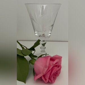 Set of 8 Fostoria Crystal Glasses with Etched Rose